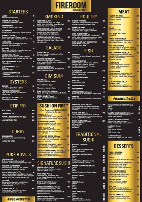 fireroom mall of africa menu pdf FireRoom, Bedfordview: See 66 unbiased reviews of FireRoom, rated 4 of 5 on Tripadvisor and ranked #7 of 75 restaurants in Bedfordview