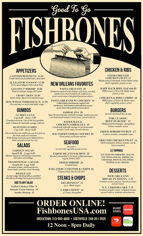 fishbones greektown menu  The London Chop House