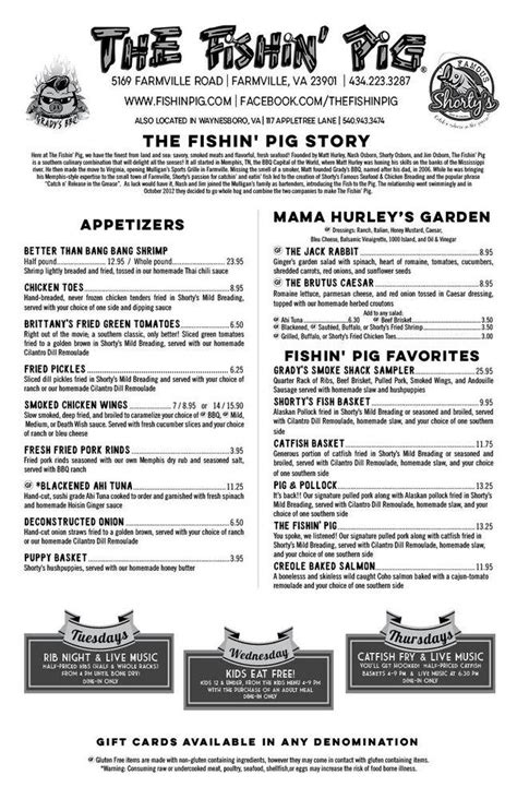 fishin pig menu  Smoking Rooster's BBQ Pit and Caribbean Cuisine menu