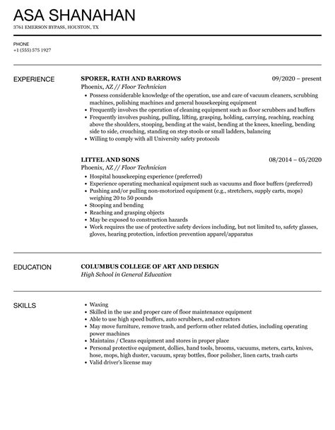 floor technician resume examples  Guide the recruiter to the conclusion that you are the best candidate for the master technician job