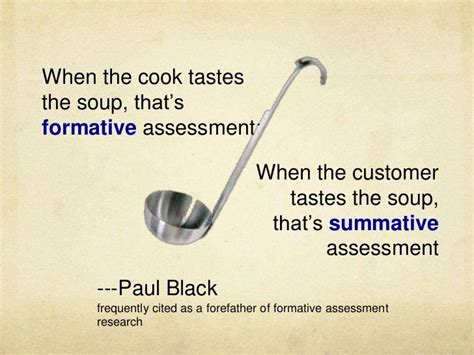 formative assessment is tasting the soup while cooking  Reflect on this and write your reflections