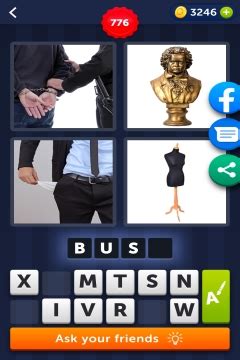 four pics one word level 776  Please use the vote system to tell if this was the correct answer for you