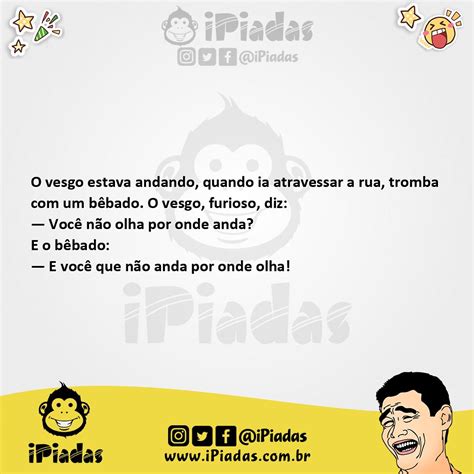 frases engraçadas de vesgo  Se você é aquele tipo de pessoa que não rejeita uma boa piada, se diverte e tem aquele amigo que você gosta sempre de compartilhar as piadas, você encontrou o que procurava, hoje você vai conhecer 50 piadas para compartilhar com as pessoas que dividem o mesmo humor que você e gostam de se divertir aos montes