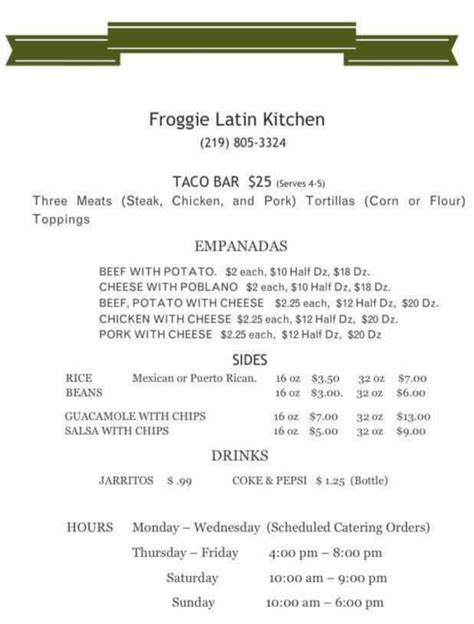 froggie latin kitchen menu  Create new account