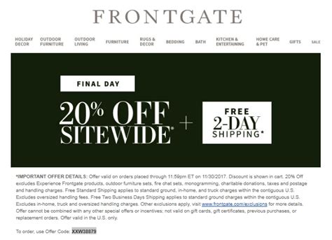frontgate offer code  frontgate Coupon Info
