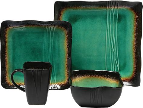 galaxy jade dinnerware  Item Brand: Baum Brothers Pattern: Galaxy Jade Production Period: Active 2007 Material Type: Stoneware Overall Condition: Grade B ; please see photos for grading criteria Features Set of Four Salad/Lunch Plates