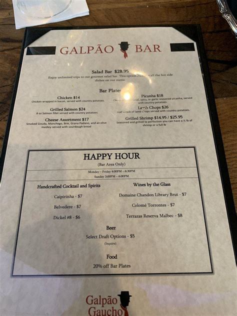 galpão gaucho brazilian steakhouse walnut creek menu  Monday through