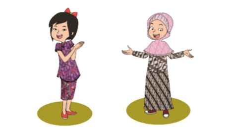 gambar kartun memakai baju batik  Free