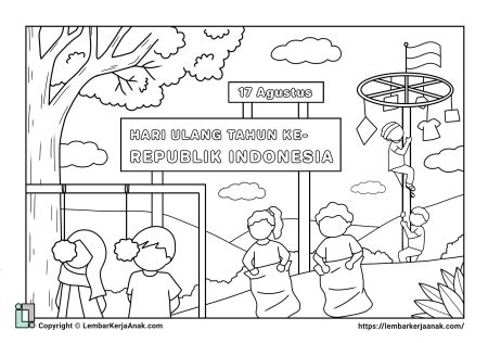 gambar mewarnai tema 17 agustus  Contoh menggambar untuk lomba mewarnai hut ri, lomba 17 agustus