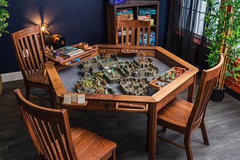 gaming table  Built using gorgeous hard wood and featuring a bevy of quality