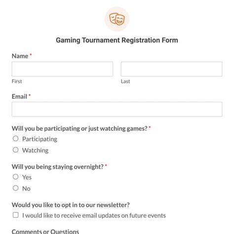 gaming tournament registration form template  Martial Arts Course Registration Form provides enrollees personal and contact information, belt ranking status, contact information for emergency issues, health/medical history and also provides the ability to select from course packages and payment system