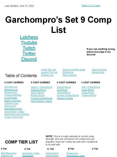 garchompro's set 9 comp list - google slides Brass 1