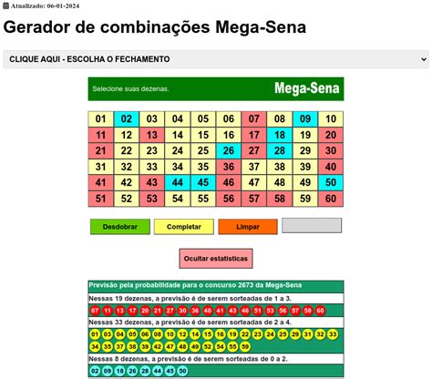 gerador de combinações mega sena  Resultados dos Sorteios; Gerador de Números; Montar Jogo e Testar; Tabelas; Dicas; Ferramentas; Loterias; Contato; Gerador de Jogos para a MegaSena