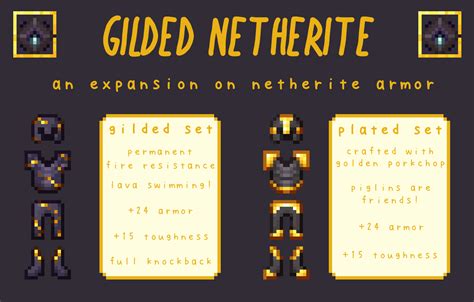 gilded netherite shield  Has support for my other Mods Enderite CJ Edition, More Bows CJ and Netherite Horse Armor CJ Mod! Armor: Helmet: +3 Armor +3