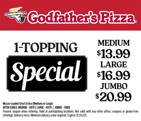 godfathers pizza gift card  good for groups