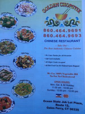 golden chopstix gales ferry  United StatesThere are 5 companies that have an address matching 1666 Route 12 Gales Ferry, CT 06335