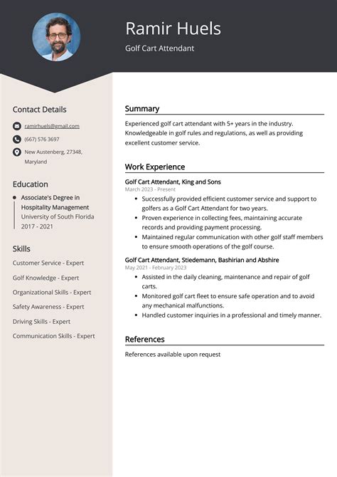 golf cart attendant resume examples  Summary