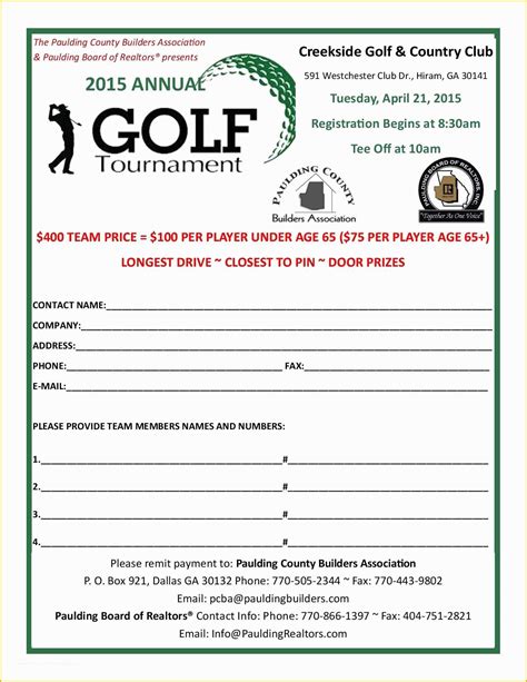 golf outing registration form template  The answer should be a single choice: Under 18