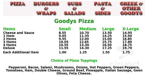 goodys pizza belleville menu  Request content removal