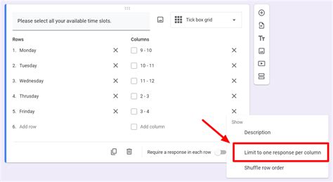 google forms limit checkboxes  Set how many choices users can pick from a single Checkbox field