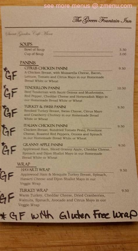 green fountain inn menu  Rose Garden Family Restaurant menu #14 of 98 places to eat in Waupaca