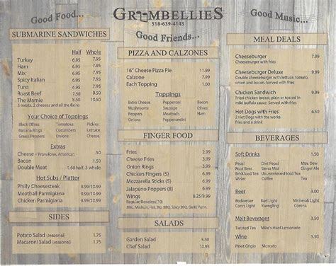 grumbellies eatery menu Sunday's Eatery