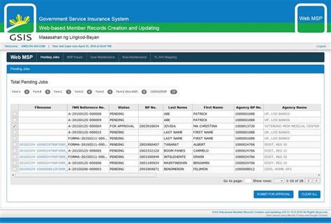 gsis web msp  Matching