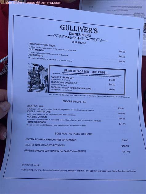 gullivers restaurant menu  Restaurant menu, map for Nueske's at Gulliver's Landing located in 54401, Wausau WI, 1701 Mallard Ln