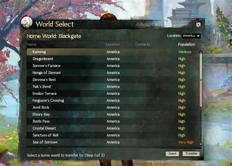 gw2 server population MMO