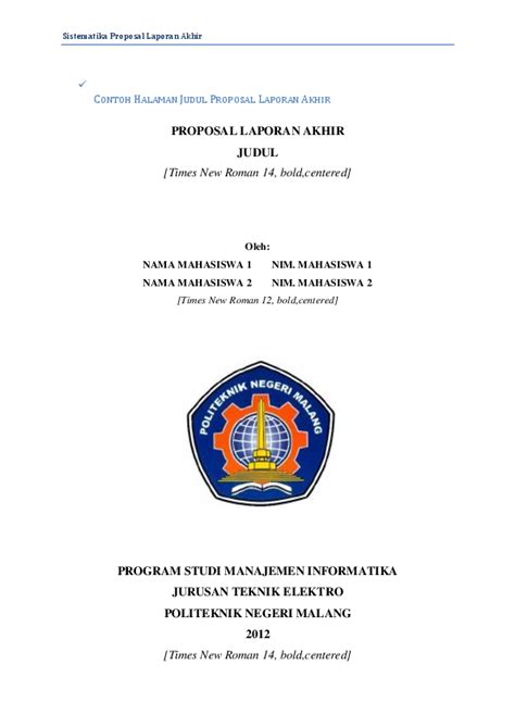 halaman judul proposal  Pada bagian daftar isi, dapat dilihat secara langsung apa saja informasi yang ada misalnya