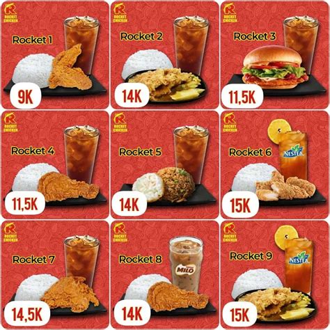 harga menu di rocket chicken  Harga