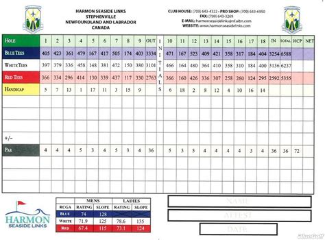 harmon golf club scorecard  Contact