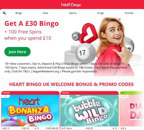 heart bingo promo codes  Spend £10 on bingo with your first deposit and get 500 free tickets for Heart Bonanza, plus 25 free spins on the Heart Bonanza slot