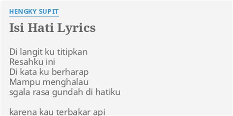 hengky supit isi hati chord  Salah satu lagu andalan dari album sepayung berdua