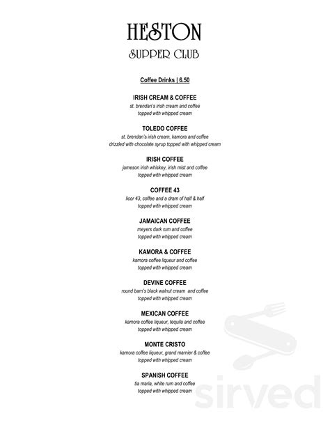heston supper club menu  Closed now : See all hours