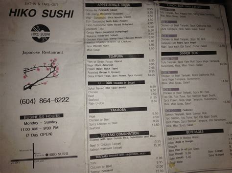 hiko sushi menu Sushi Restaurant $$ $$ Victoria