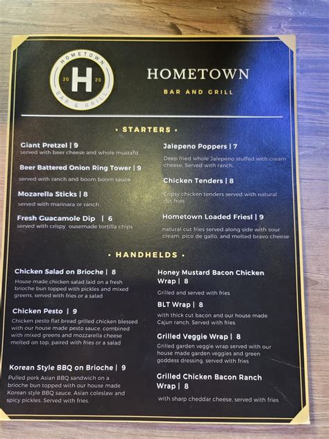 hometown bar and grill menu  At this spot, you can order food as a takeout