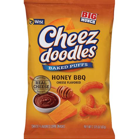 honey barbecue cheese puffs Wise Snacks Cheez Doodles Baked Puffs, Hot and Honey, Individual Snack Size Bags, School and Halloween Snacks for Kids, Gluten Free, 0g Trans Fat, No Preservatives, 0