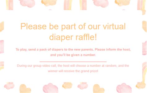 how to do a virtual diaper raffle  The more packs of diapers they bring, the more raffle tickets they receive