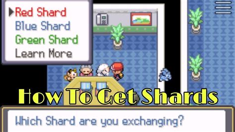 how to get blue shards in radical red  They can be exchanged for the elemental Evolution stones in Pokémon Ruby, Sapphire , and Emerald , in groups of ten for the TMs containing weather -modifying moves in Pokémon Diamond and Pearl , and in groups of