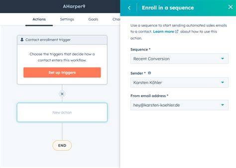 hubspot enroll in sequence from workflow ; Hover over the workflow, then