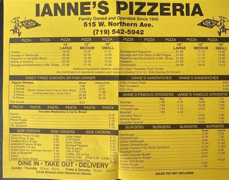 ianne's pizzeria inc menu Ianne's Pizzeria: prices - See 37 traveler reviews, candid photos, and great deals for Pueblo, CO, at Tripadvisor