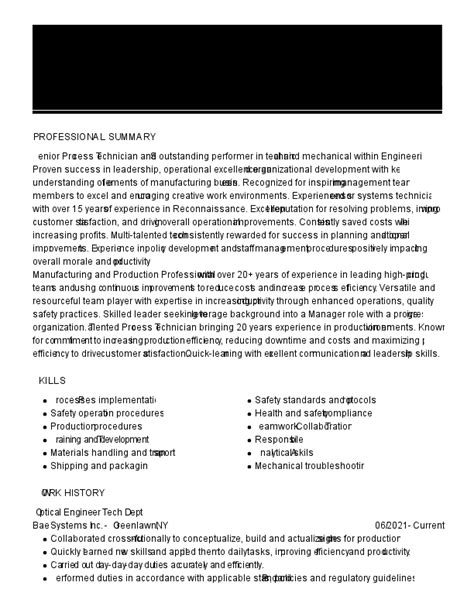 injection molding process technician resume examples  Apply to Injection Mold Operator, Process Technician, Senior Process Technician and more!