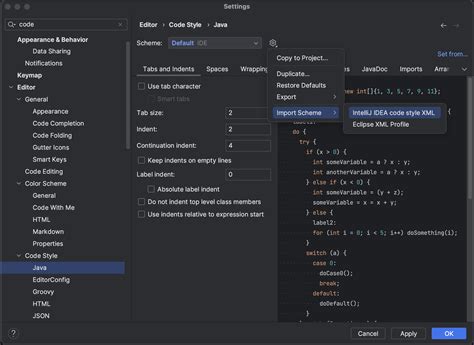 intellij format code  JSON) that you want to create