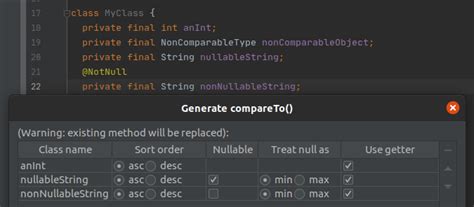 intellij generate compareto method  By default, this means that two objects are stored in the same memory address
