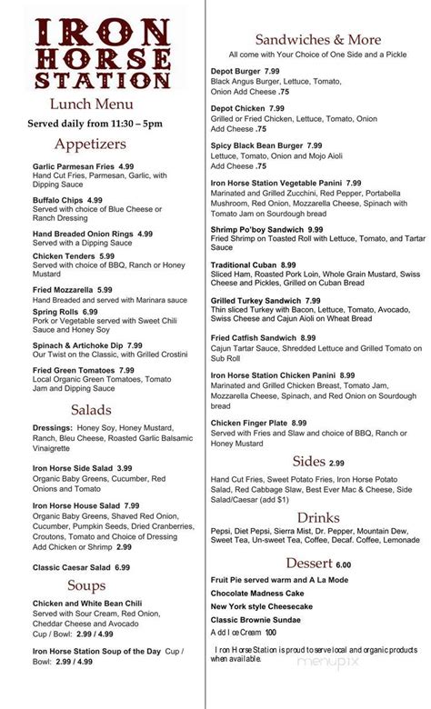 iron horse inn menu  Find a table