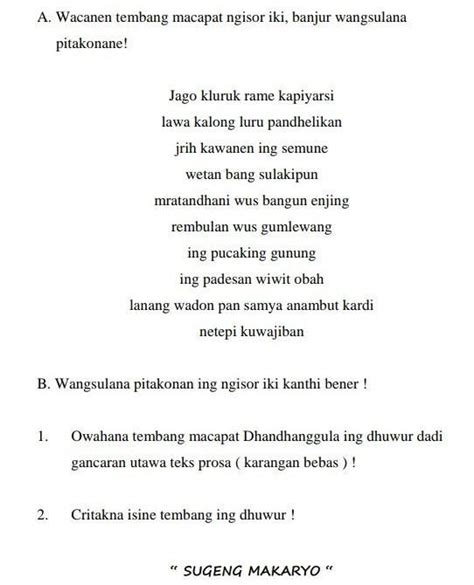 isine tembang gambuh  Kang diarani guru wilangan, yaiku