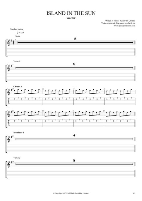 island in the sun bass tab  Weezer - Island in the sunIsland In The Sun by Weezer Bass Tab Different Versions Chords, Tab, Tabs