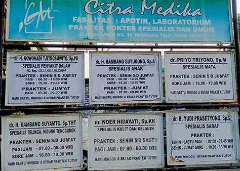 jadwal buka klinik citra medika rembang  Kegiatan usaha: Klinik Bagi;LABORATORIUM KLINIK UTAMA BIO MEDIKA (CIUJUNG) Alamat :Jl