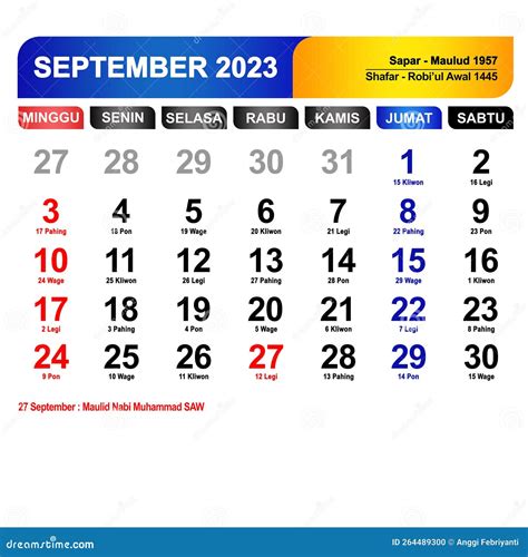 jadwal familys bulan september 2023  Tahun Baru Islam dimulai dengan Muharram diikuti oleh Safar, Rabiul Awal, Rabiul Akhir, Jumadil Awal, Jumadil Akhir, Rajab, Sya’ban, Ramadhan, Syawal, Dzulqa'dah dan